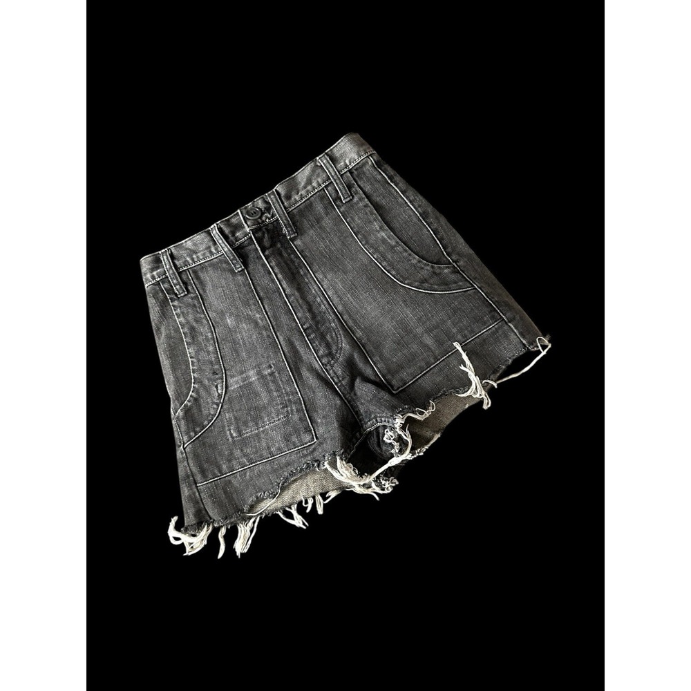 Grey Ant Jean Shorts Women Sz‎ 25 Utility Cut Designer Charcoal Frayed Hem